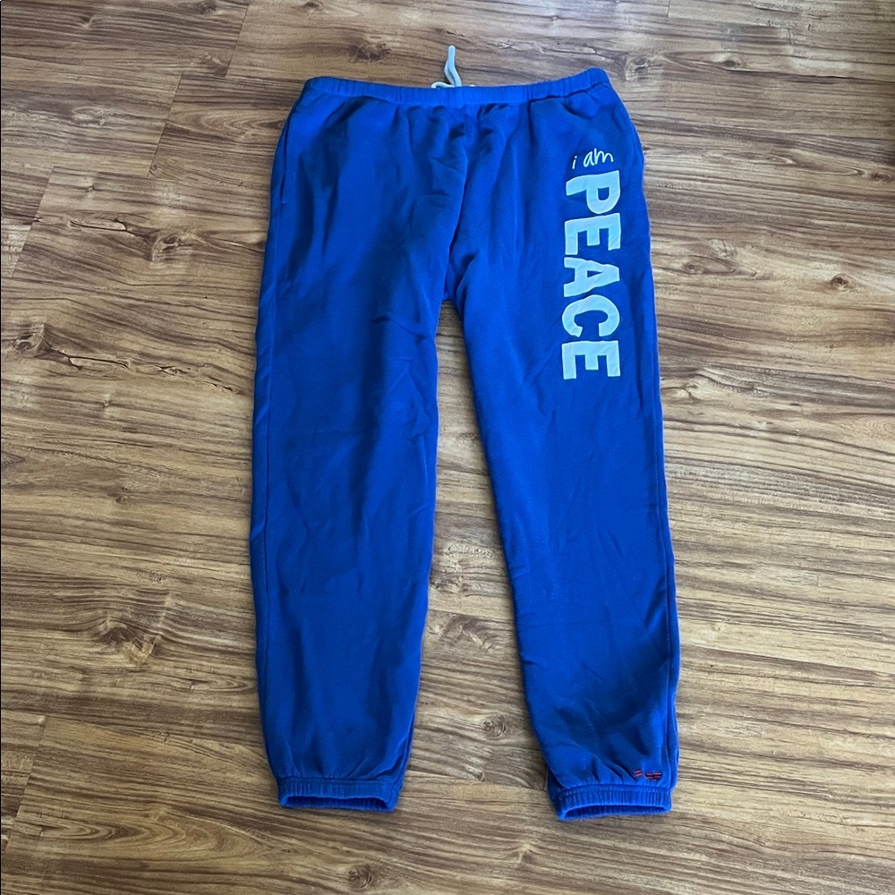 Peace Love World Royal Blue Joggers with 'I Am Peace' Graphic